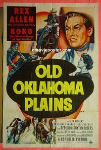 Q287 OLD OKLAHOMA PLAINS one-sheet movie poster '52 Rex Allen