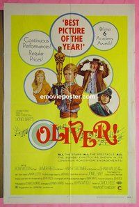 Q288 OLIVER one-sheet movie poster '69 Carol Reed, Ron Moody