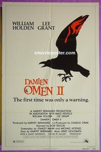 P454 DAMIEN OMEN 2 one-sheet movie poster '78 Holden, Grant