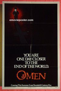 Q291 OMEN teaser style A one-sheet movie poster '76 Gregory Peck, Remick
