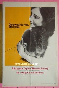 Q303 ONLY GAME IN TOWN one-sheet movie poster '69 Liz Taylor