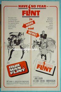 Q309 OUR MAN FLINT/IN LIKE FLINT one-sheet movie poster '67 James Coburn