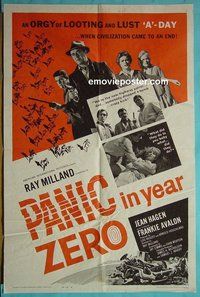 Q322 PANIC IN YEAR ZERO one-sheet movie poster '62 Ray Milland