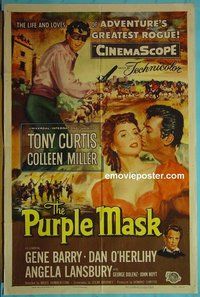 Q412 PURPLE MASK one-sheet movie poster '55 Tony Curtis