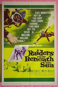 Q431 RAIDERS FROM BENEATH THE SEA one-sheet movie poster '65 Ken Scott