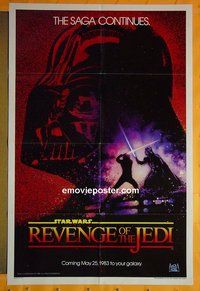 Q453 RETURN OF THE JEDI advance one-sheet movie poster '83 Revenge!