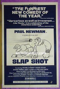 Q584 SLAP SHOT style B one-sheet movie poster '77 Paul Newman, hockey