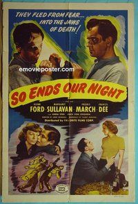 Q599 SO ENDS OUR NIGHT one-sheet movie poster R48 March, Sullavan