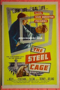 Q637 STEEL CAGE one-sheet movie poster '54 Paul Kelly, O'Sullivan
