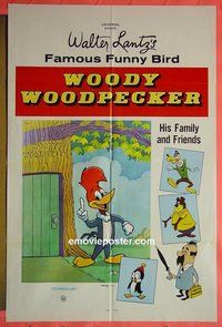 Q900 WOODY WOODPECKER FESTIVAL one-sheet movie poster '60s Walter Lantz