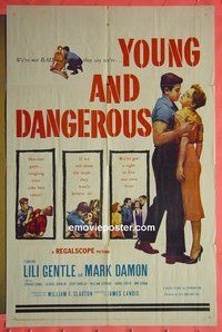 Q914 YOUNG & DANGEROUS one-sheet movie poster '57 teen crime!
