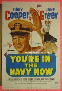 Q923 YOU'RE IN THE NAVY NOW one-sheet movie poster '51 Gary Cooper