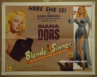 R476 BLONDE SINNER half-sheet '56 bad girl Diana Dors!