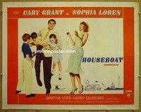 R624 HOUSEBOAT style A half-sheet '58 Cary Grant, Loren