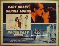 R625 HOUSEBOAT style B half-sheet '58 Cary Grant, Loren