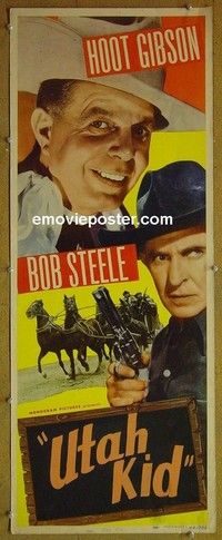 R365 HOOT GIBSON/BOB STEELE stock insert '44 close-up of cowboy Hoot Gibson, Bob Steele, Utah Kid!