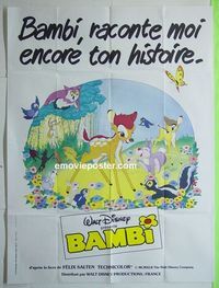 T034 BAMBI French 1p R1980s Walt Disney cartoon deer classic, great art with Thumper & Flower!