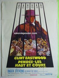 T062 HANG 'EM HIGH French one-panel movie poster '68 Clint Eastwood