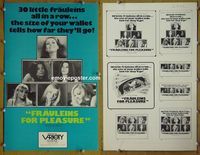 U221 FRAULEINS FOR PLEASURE movie pressbook '60s all in a row!