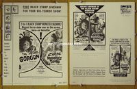 U250 GORGON/CURSE OF THE MUMMY'S TOMB movie pressbook '64 Hammer!