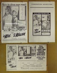 U349 KISS FOR A KILLER movie pressbook '57 Mylene Demongeot