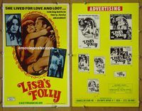 U379 LISA'S FOLLY movie pressbook '70 she lived for love & loot!