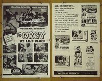 U527 ORGY AT LIL'S PLACE movie pressbook '63 wrestling!