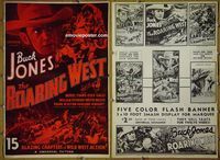 U603 ROARING WEST pressbook 1970s cowboy Buck Jones, cool western serial art!