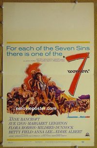 T111 7 WOMEN window card movie poster '66 John Ford, Anne Bancroft