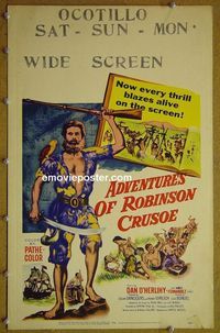 T116 ADVENTURES OF ROBINSON CRUSOE  window card movie poster '54