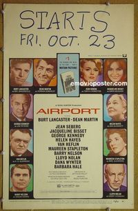 T118 AIRPORT window card movie poster '70 Burt Lancaster, Dean Martin