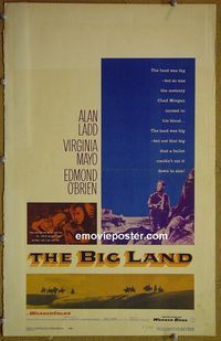 T129 BIG LAND window card movie poster '57 Alan Ladd, Virigina Mayo