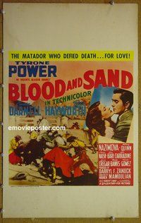 T133 BLOOD & SAND  window card movie poster '41 Power, Hayworth