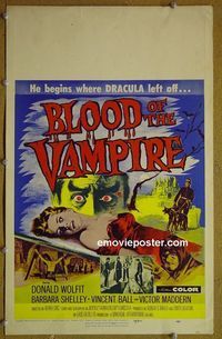 T134 BLOOD OF THE VAMPIRE window card movie poster '58 Donald Wolfit