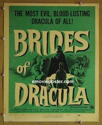 T138 BRIDES OF DRACULA window card movie poster '60 Hammer, Cushing
