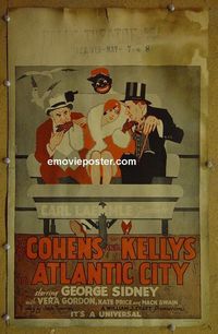 T147 COHENS & KELLYS IN ATLANTIC CITY window card movie poster '29 Sidney