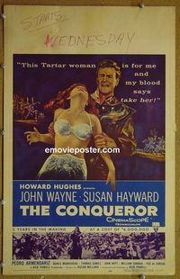 T149 CONQUEROR  window card movie poster '56 John Wayne, Susan Hayward