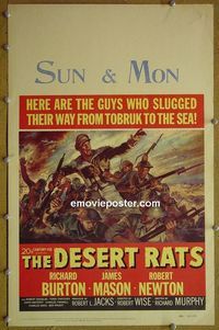 T157 DESERT RATS window card movie poster '53 Richard Burton, James Mason