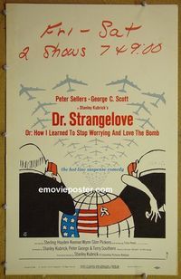 T164 DR STRANGELOVE window card movie poster '64 Scott, Stanley Kubrick