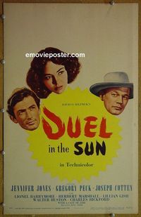 T165 DUEL IN THE SUN window card movie poster '47 Jones, Peck
