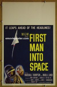 T170 FIRST MAN INTO SPACE window card movie poster '59 Marshall Thompson