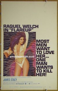 T171 FLAREUP window card movie poster '70 sexy Raquel Welch, James Stacy