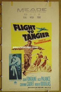 T174 FLIGHT TO TANGIER window card movie poster '53 Fontaine, Palance