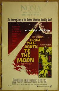 T178 FROM THE EARTH TO THE MOON window card movie poster '58 Jules Verne