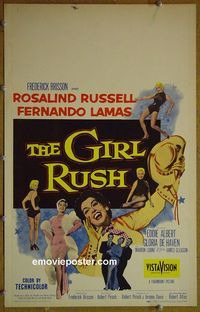 T182 GIRL RUSH  window card movie poster '55 Russell, Lamas