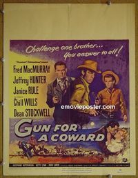 T190 GUN FOR A COWARD window card movie poster '56 Fred MacMurray, Hunter
