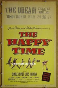 T195 HAPPY TIME window card movie poster '52 Charles Boyer, Louis Jourdan