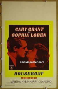 T203 HOUSEBOAT window card movie poster '58 Cary Grant, Sophia Loren