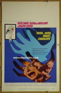 T204 HUSH HUSH SWEET CHARLOTTE window card movie poster '65 Bette Davis