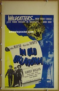 T210 IN OLD OKLAHOMA window card movie poster '43 John Wayne, Martha Scott